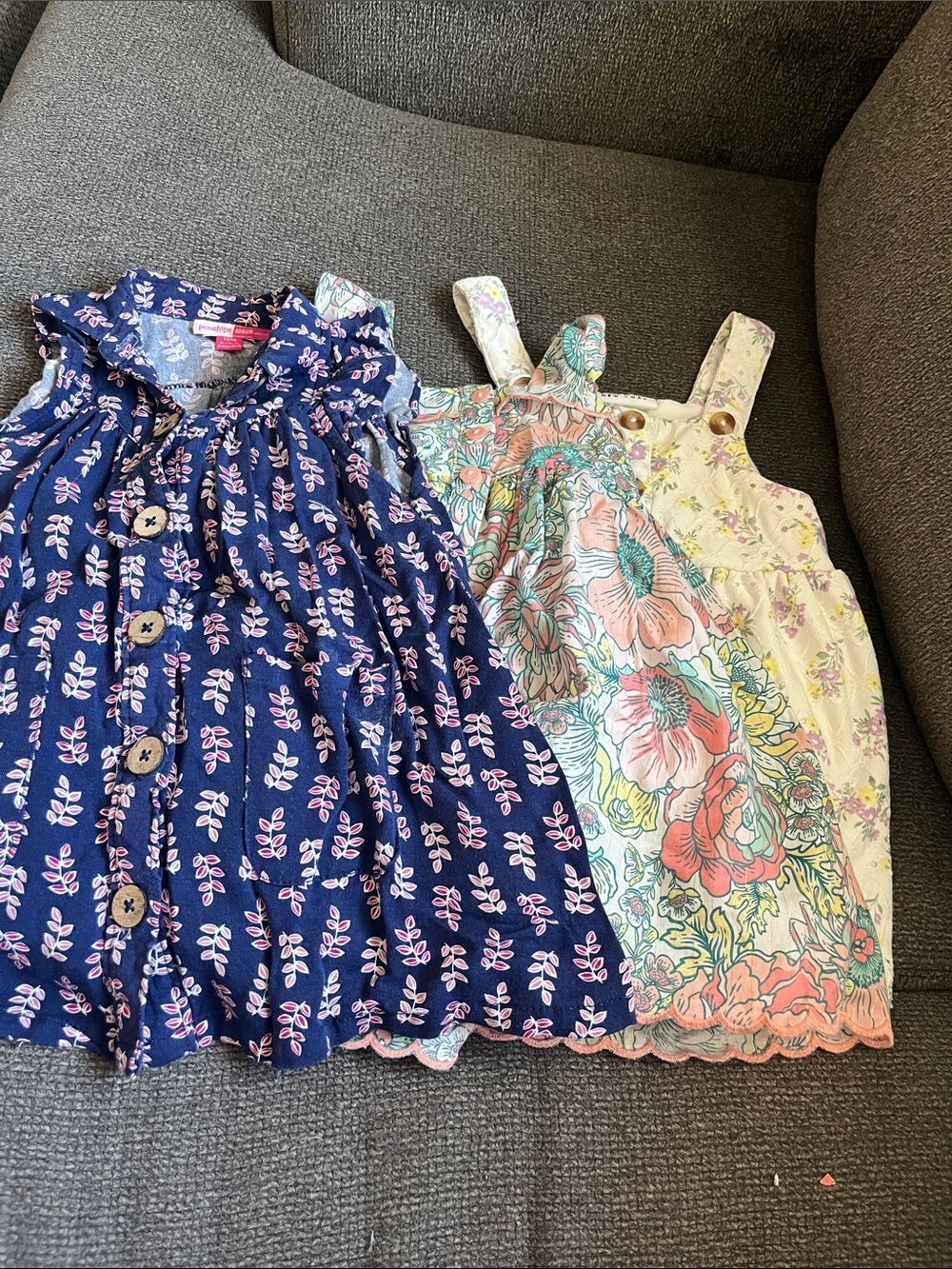 Girls lot of 3 Floral Button-Front Dresses size 12 months